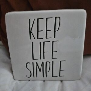 Keep Life Simple White Ceramic Plaque with Inspirational Quote